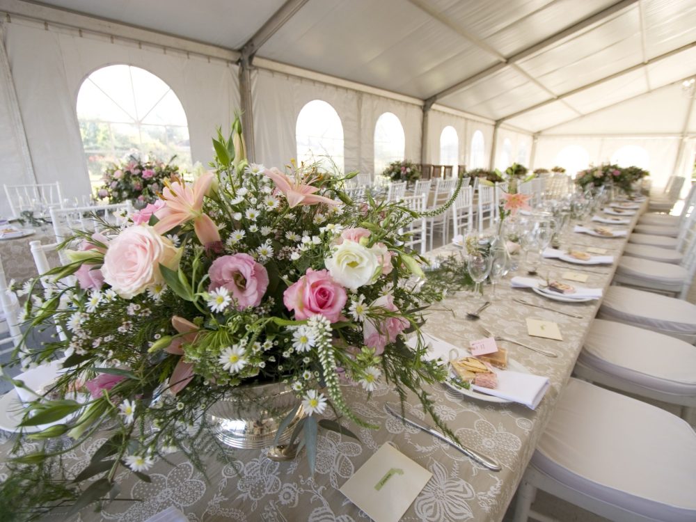 This flower arrangement was taken at a wedding of a friend and looked stunning in the large, white tent.